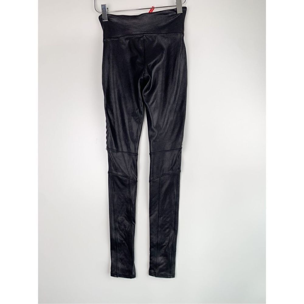 Spanx Women's Faux Leather Moto Leggings Textured Shaping Stretch Black - Picture 10 of 12